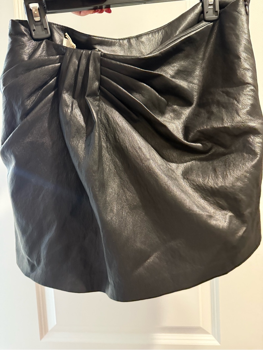 Zara- Women's Black Faux Leather Pleated Mini Skirt